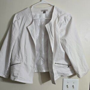 Women's White Size XL Double Zipper Jacket